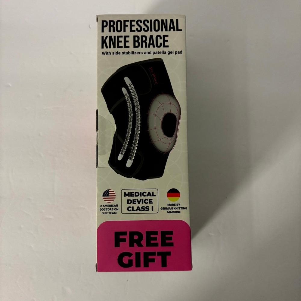 Dr. Brace Knee Support Sleeve Patella Gel Pad Black Medium Athletic Sports